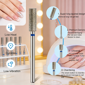 Đầu mài kim cương cỡ trung bình màu xanh lam dùng cho nghệ thuật làm móng 3D, đầu mài móng mài kim cương mạ điện với cán 2.35mm, có sẵn trong kho - Product Image 4