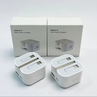 Chargeur mural PD haute vitesse 35W USB-A+C, adaptateur portable pliable avec prise UK, chargeur rapide pour iPhone, pour smartphone Samsung