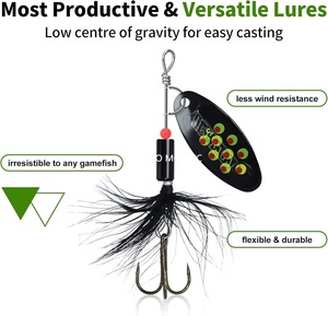 Cuillère à filer double Leurres de pêche Lames de queue de coq en cuivre pour la truite basse d'eau douce salée - Product Image 2