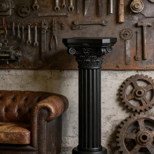 Jardinière en résine noire style colonne corinthienne, détails peints à la main, pour dropshipping. Aménagement paysager avec escaliers en pierre de style château <span class=keywords><strong>japonais</strong></span> - Product Image 4