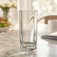 Verre à highball octogonal 310 ml, 8 côtés, transparent, corps haut, base épaisse, pour smoothies, jus et boissons froides, pour la maison
