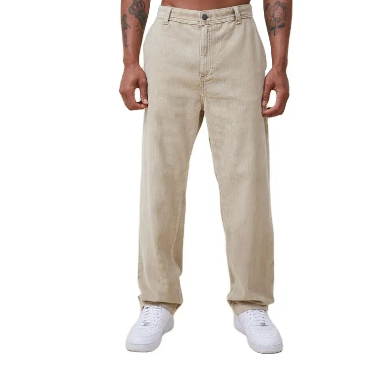 Custom Corduroy Cargo Broek Effen Blanco Onderbroek Losse Baggy Corduroy Broek Voor Mannen