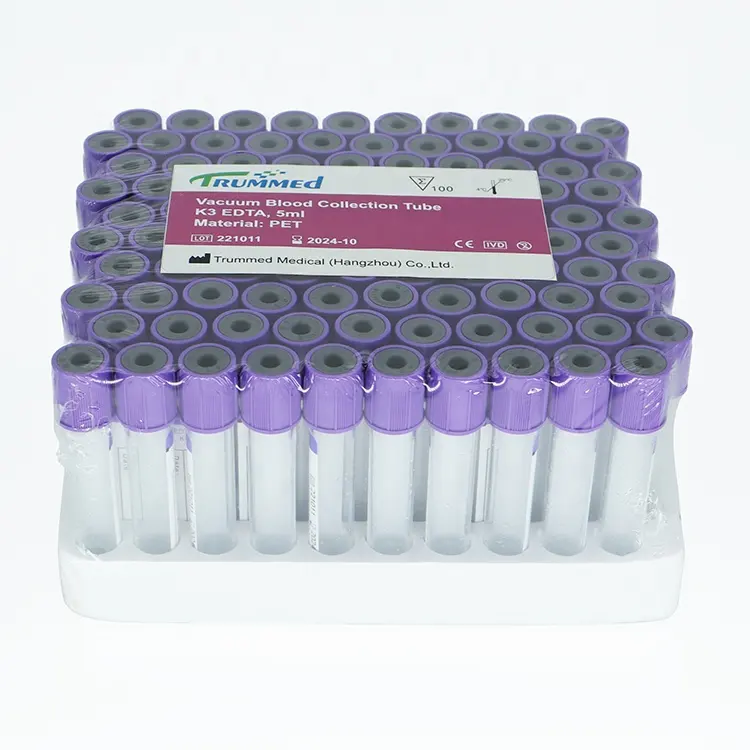Trummed fabricante vendas vácuo sangue coleta tubo EDTA k3 descartável coleta de sangue tubo 10ml & sangue coleta tubo