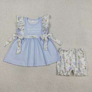 Conjuntos de 2 Piezas para Bebés y Niñas Pequeñas, Estilo Casual, Transpirables, con Lazo Floral, Marca Thank Heaven - Product Image 2