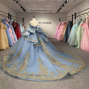 <span class=keywords><strong>Vestido</strong></span> de Quinceañera Jancember 20304 Exclusivo en <span class=keywords><strong>Azul</strong></span> Polvoriento <span class=keywords><strong>con</strong></span> Lentejuelas de Cristal y Lazo Grande - Product Image 3