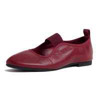 Damen Weiche Leder Mary Jane Ballerinas mit Elastischem Riemen Spitze Zehe Slip-On Flache Schuhe Tägliche Freizeitschuhe mit Stützeinlage OEM OEM