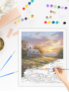 CHENISTORY Pintura por Números, Paisaje de Pueblo, Dibujo sobre Lienzo, Regalo Artístico, Kits de Pintura por Números para Decoración del Hogar - Product Image 3