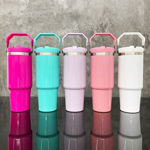 Macaron Blank Sublimation Outdoor 30Oz Glossy Colored Flip Water <b>Bottle</b> for Heat Press Printing - Product Image 2