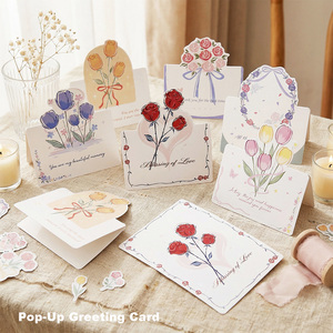 Tarjeta de Felicitación Creativa 3D Pop-up con Ramo de Flores, Tarjeta de Agradecimiento para el Día de la Madre, Día de San Valentín, Venta al por Mayor de Fábrica, Personalizada - Product Image 1