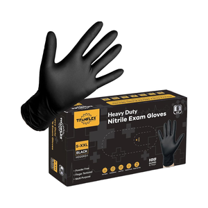 TitanFlex 6-mil Guantes de nitrilo desechables negros para examen Guantes de cocina resistentes de espesor medio Sin látex y sin polvo - Product Image 1