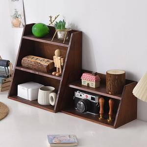 Boîte de rangement de bureau rétro en bois massif, tasse à eau multicouche et organisateur de cosmétiques avec support de rangement d'articles divers - Product Image 5