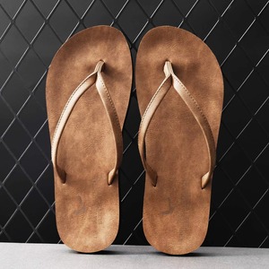 Tongs pour hommes à enfiler, à bout ouvert, sandales décontractées d'extérieur, pour le printemps/été, antidérapantes, respirantes, avec empeigne en peluche et semelle intermédiaire en caoutchouc - Product Image 3