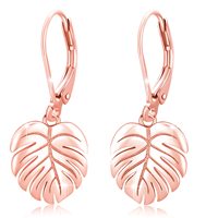Boucles d'oreilles feuilles de Monstera en argent sterling 925 Bijoux hawaïens
