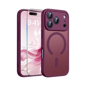 เคสแม่เหล็กสีแดงเชอร์รี่สำหรับ iPhone 18 Pro Max 17 16 15 14 13 12 แบบใส ป้องกันการตก รองรับการชาร์จไร้สาย - Product Image 1