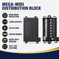 Bloc de distribution de fusibles Mega MIDI haute intensité, 1 entrée 7 sorties, 12V 24V 32V DC, boîte à fusibles pour camping-car, bateau, camion, marine