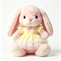 Peluche Lapin aux Oreilles Tombantes Douce et Moelleuse, Poupée Lapin Rembourrée avec Robe à Nœud en Dentelle Jaune, Animal en Peluche Doux et Câlin, Peluche Lapin Personnalisée