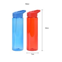 Bouteille d'eau en plastique transparente 710ml 2 en 1 de 24oz pour sport avec paille et poignée sans BPA