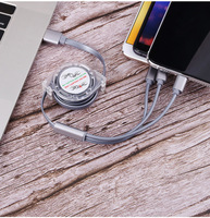 Câble de Recharge USB Rapide Rétractable 3-en-1 Multicolore Universel