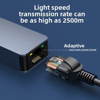 Nouvel adaptateur Ethernet externe USB-C Gigabit en alliage d'aluminium USB3.0 RJ45 2500M pour ordinateur portable, téléphone portable, tablette, jeu, sans pilote