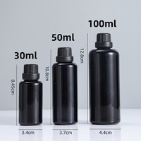 Vente flash - Bouteille en verre ronde noire naturelle avec protection UV, 30 ml, 50 ml, 60 ml, 100 ml, avec bouchon sécurité enfant