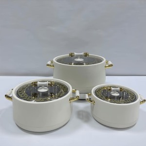 Lot de 3 casseroles isothermes à <span class=keywords><strong>fenêtre</strong></span> visible, 1L, 2L, 3.5L, <span class=keywords><strong>avec</strong></span> revêtement en acier inoxydable et bouton unique en forme d'haltère - Product Image 1