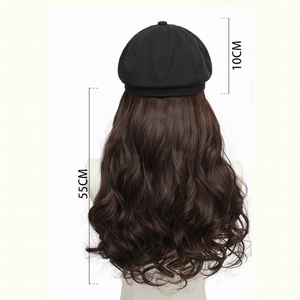 Extension <span class=keywords><strong>capelli</strong></span> corti <span class=keywords><strong>ricci</strong></span> e ondulati acconciatura Newsboy Cap berretto parrucca sintetica parrucca cappello da donna - Product Image 6