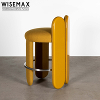 WISEMAX FURNITURE Tabourets de bar modernes de luxe en métal avec cadre en bois et assise en tissu pour bar et restaurant