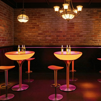 Table de bar LED portable lumineuse pour salon de chicha, mobilier d'extérieur, tables de bar à cocktails avec éclairage LED