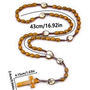 <span class=keywords><strong>Rosario</strong></span> in Legno di San Padre Pio, Perline di Preghiera Cattoliche con Medaglie Rotonde e a Cuore di Padre Pio, <span class=keywords><strong>Rosario</strong></span> con Crocifisso in Legno d'Ulivo - Product Image 2