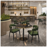 Maßgefertigte Kommerzielle Sitzecken Metalltisch und Stühle Grünes Ledersofa-Set für Restaurant Café