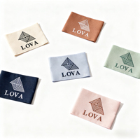 Étiquettes tissées écologiques personnalisées pour vêtements, avec logo de marque, format carré, pliables sur un côté, pour col de veste, avec taille