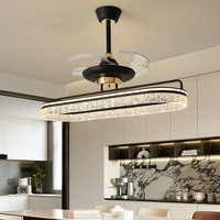 Lustre à ventilateur en cristal de luxe à la mode et simple pour le salon et la salle à manger