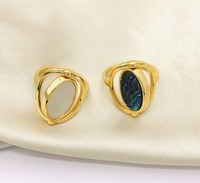 Bague réversible sur mesure en or 18 carats et plaqué rhodium avec perle de nacre et abalone - Matériaux conformes FWS fournis