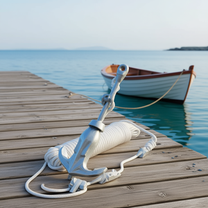 Ancre pliante à grappin 7,13 kg avec corde pour bateau, ancre en fonte argentée - Product Image 2