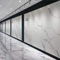 Dalle en pierre frittée polie 1200x2400x9mm, haute résistance à l'usure, style moderne, carrelage mural et de sol pour salon et centre commercial