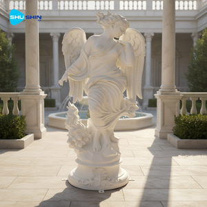 Statua di Angelo in Marmo Bianco Lucidato a Mano di Alta Qualità <span class=keywords><strong>per</strong></span> Decorazione Giardino Esterno Personalizzata dalla Fabbrica in Vendita - Product Image 4