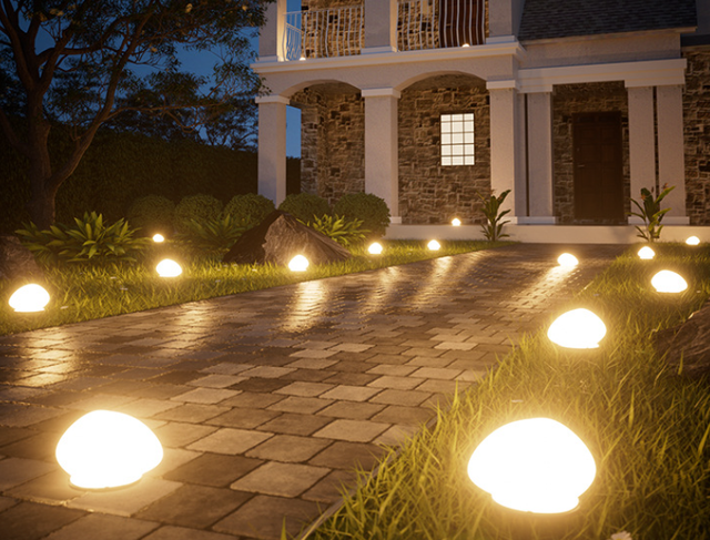 Solar LED Pebble Lights Outdoor IP65 Waterproof Dimmable Lawn Garden Courtyard Villa Landscape Decoration Luminous Stone Lights