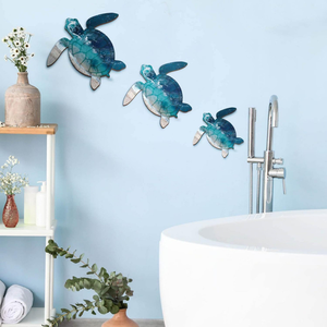 Kunstdecoraties met strandthema met een set van drie schildpadden uit de serie Marine Life, perfect voor wanddecoratie - Product Image 1