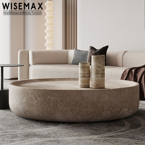 WISEMAX MUEBLES Muebles contemporáneos para el hogar Mesa de centro de mármol natural redonda de lujo Mesa de centro de travertino moderno Sala de estar - Product Image 5