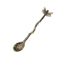 Vintage forêt libellule marteau motif créatif étoile ronde cuillère Unique alliage métal cadeau artisanat pour café ou crème glacée