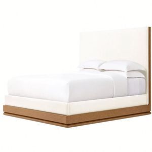 Meubles de chambre à coucher de luxe au design moderne personnalisable, lit double en bois de chêne massif - Product Image 1
