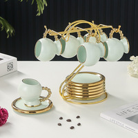 Ensemble tasse et assiette à café de style européen, luxe léger et tendance, tasse créative élégante et raffinée, ensemble de tasses à thé et à café pour la maison