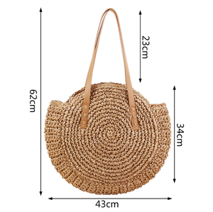<span class=keywords><strong>Bolso</strong></span> de cesta de Palma 2019 para mujer, bolsos de paja redondos tejidos a mano, <span class=keywords><strong>bolso</strong></span> de playa <span class=keywords><strong>ovalado</strong></span> Natural, <span class=keywords><strong>bolso</strong></span> grande circular, envío directo - Product Image 6