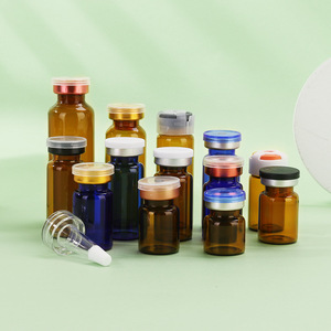 Botella de Vidrio Estéril Transparente Ámbar YUTONG para Líquido Oral con Tapón de Goma y Estampado Dorado para Viales Médicos de 5ml/10ml - Product Image 1