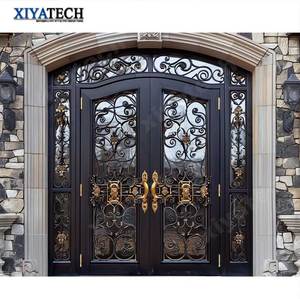 Xiyatech Khu Dân Cư Sắt Rèn Cửa Mới Hiện Đại Đôi Arched Nhập Sắt Rèn Thiết Kế Cửa Cho Nhà - Product Image 1