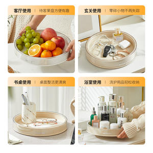 Zhijia - Bandeja Giratoria para Condimentos, Redonda, Transparente, Blanca, Pequeña, Multifuncional, para Almacenamiento en la Cocina, Tipo Vertical - Product Image 4