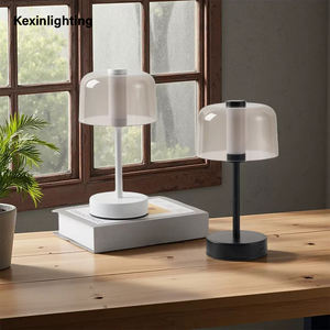 مصباح طاولة لاسلكي قابل لإعادة الشحن USB درجة حرارة قابلة للتعديل/سطوع مرن ظل أكريليك مقبض بسيط بطارية ليثيوم حديثة - Product Image 4