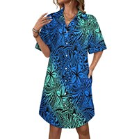 Robe chemisier ample et respirante pour femme, style cubain, motif tribal polynésien Elei, haute qualité, vente en gros