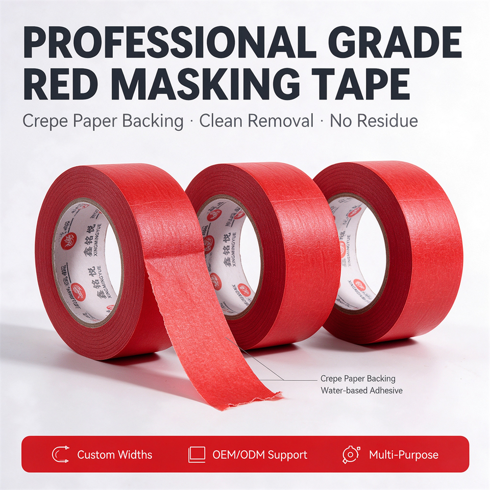 Red Crepe Paper Masking Tape Rubber Adhesive Single Sided Clean Removal ...
