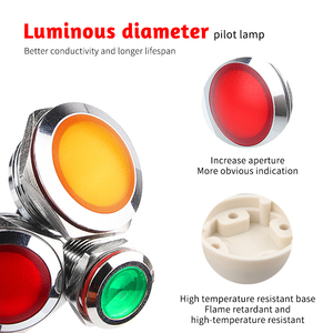 WD12mm LED Metal <strong>Indicator</strong> Light Waterproof Signal <strong>Indicator</strong> <strong>Lamp</strong> with Wire Red Yellow Blue Green White - Product Image 5